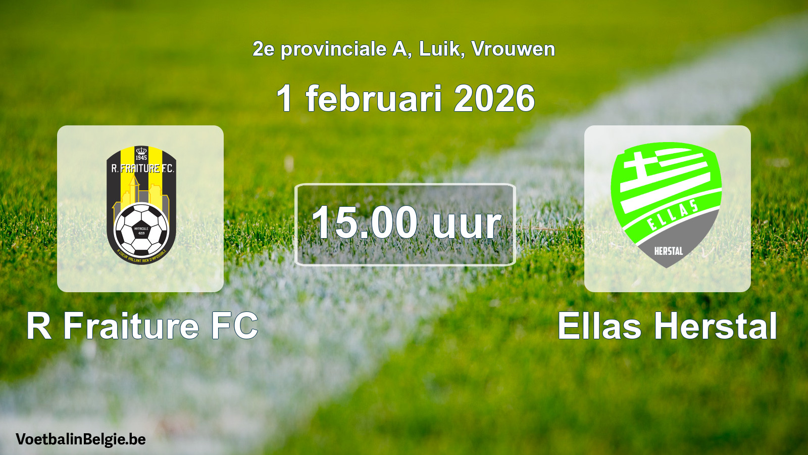 Scheduled match women football: R Fraiture FC - Ellas Herstal (1 February 2026)