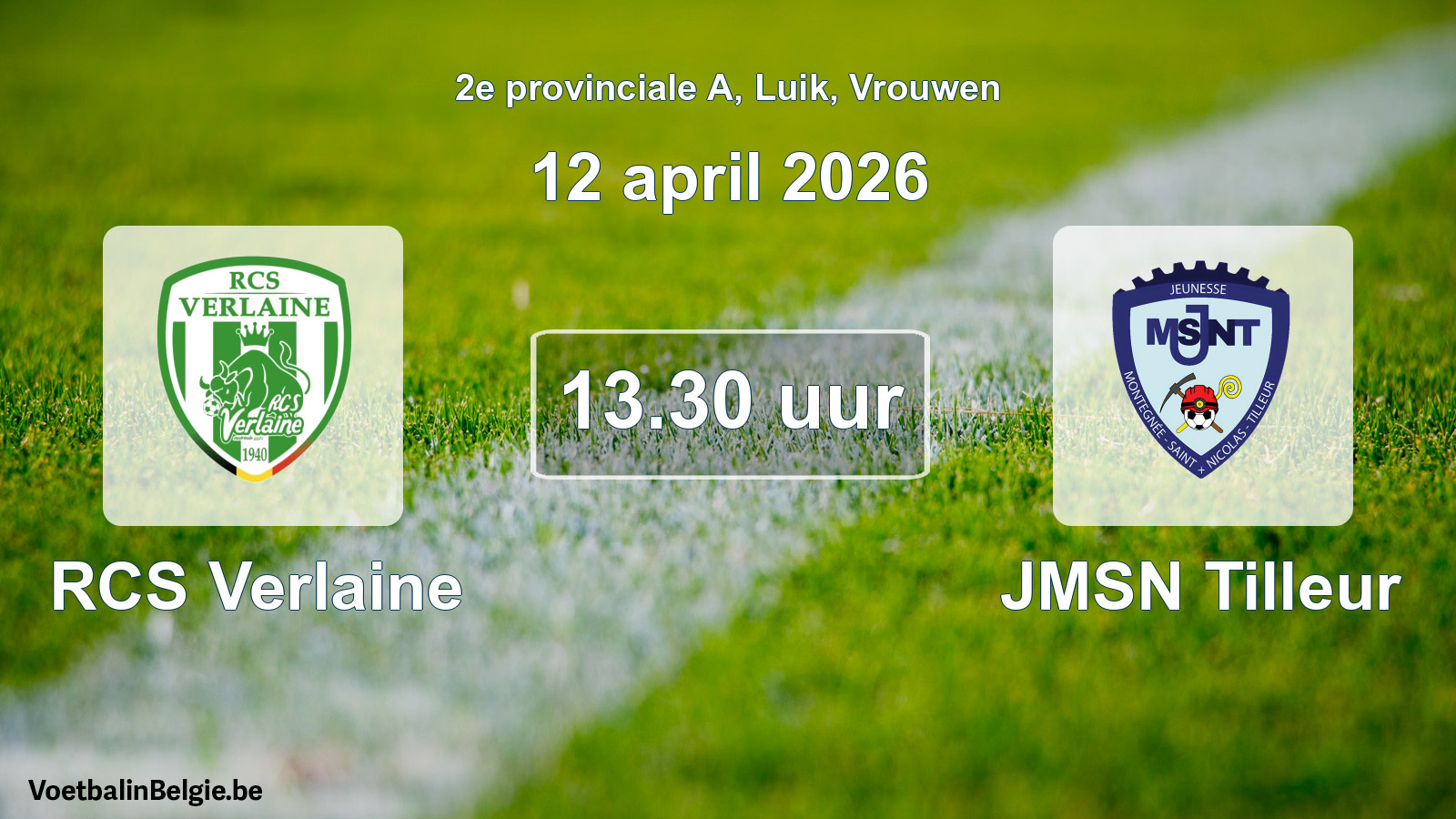 Match prévu football femmes: RCS Verlaine - JMSN Tilleur (12 avril 2026)