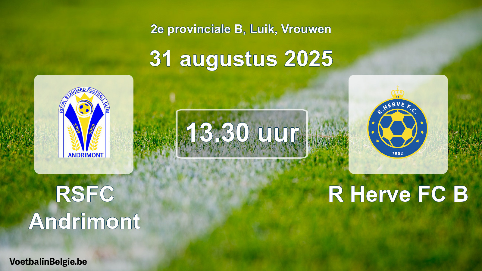 Scheduled match women football: RSFC Andrimont - R Herve FC B (31 August 2025)