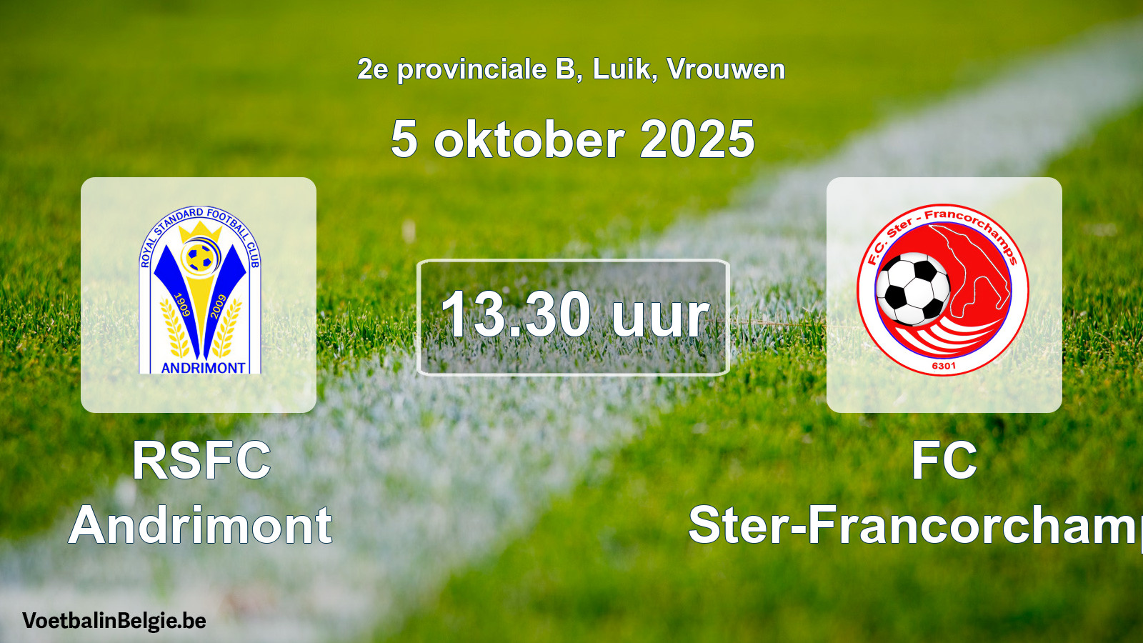 Scheduled match women football: RSFC Andrimont - FC Ster-Francorchamps (5 October 2025)