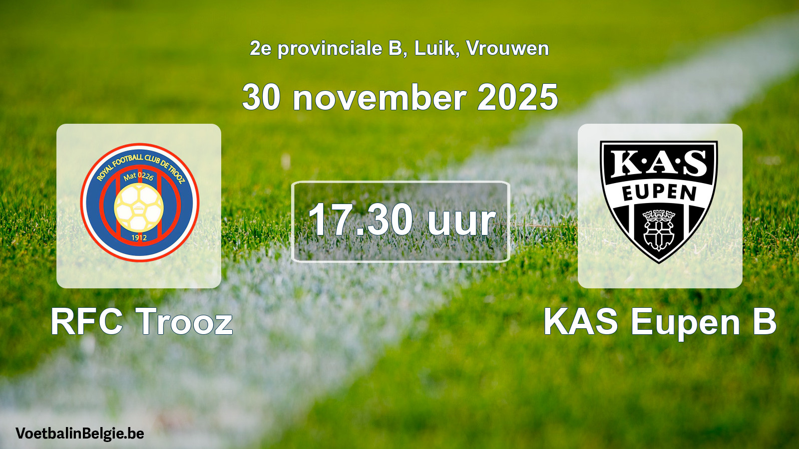 Scheduled match women football: RFC Trooz - KAS Eupen B (30 November 2025)