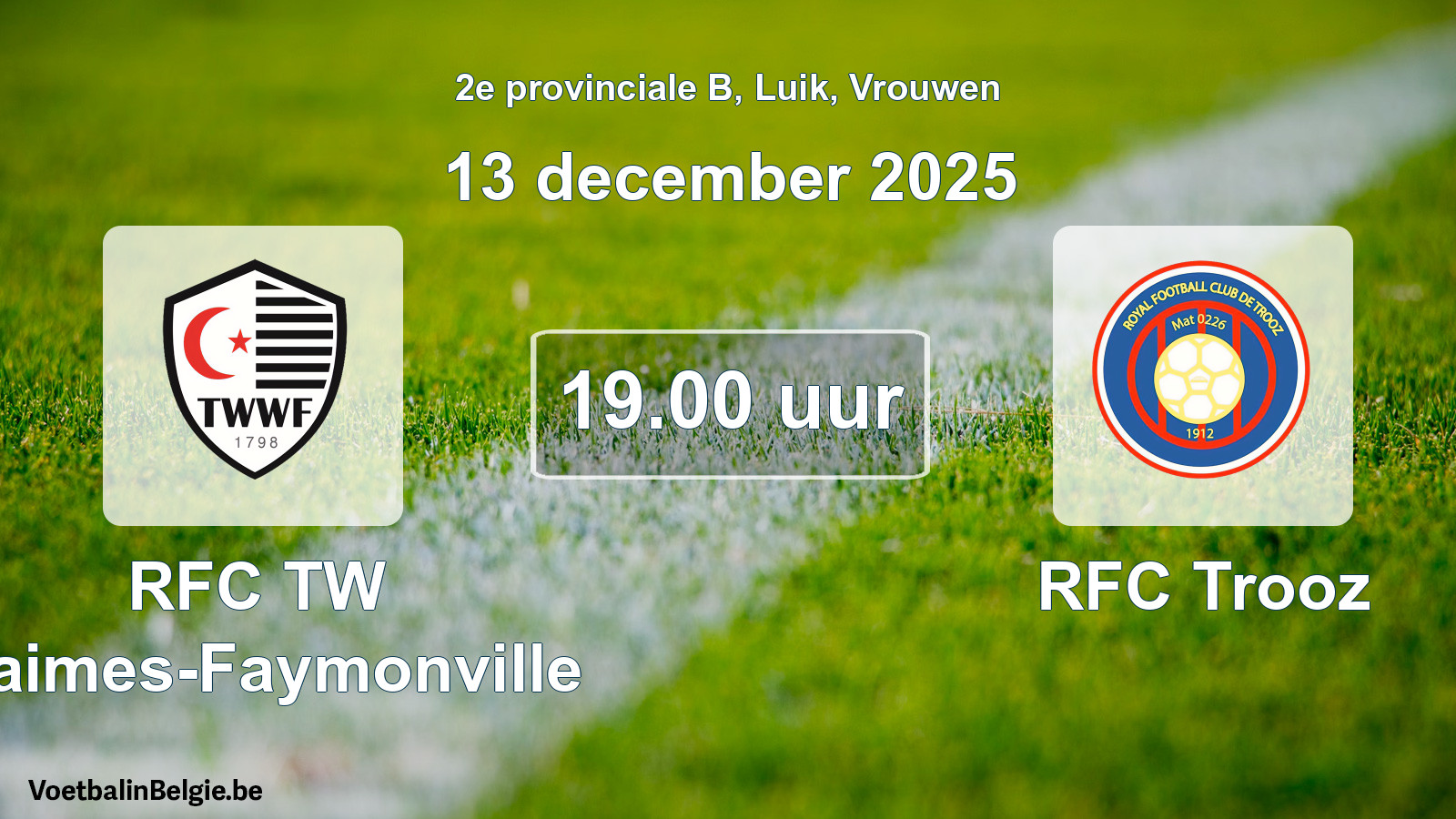 Scheduled match women football: RFC TW Waimes-Faymonville - RFC Trooz (13 December 2025)