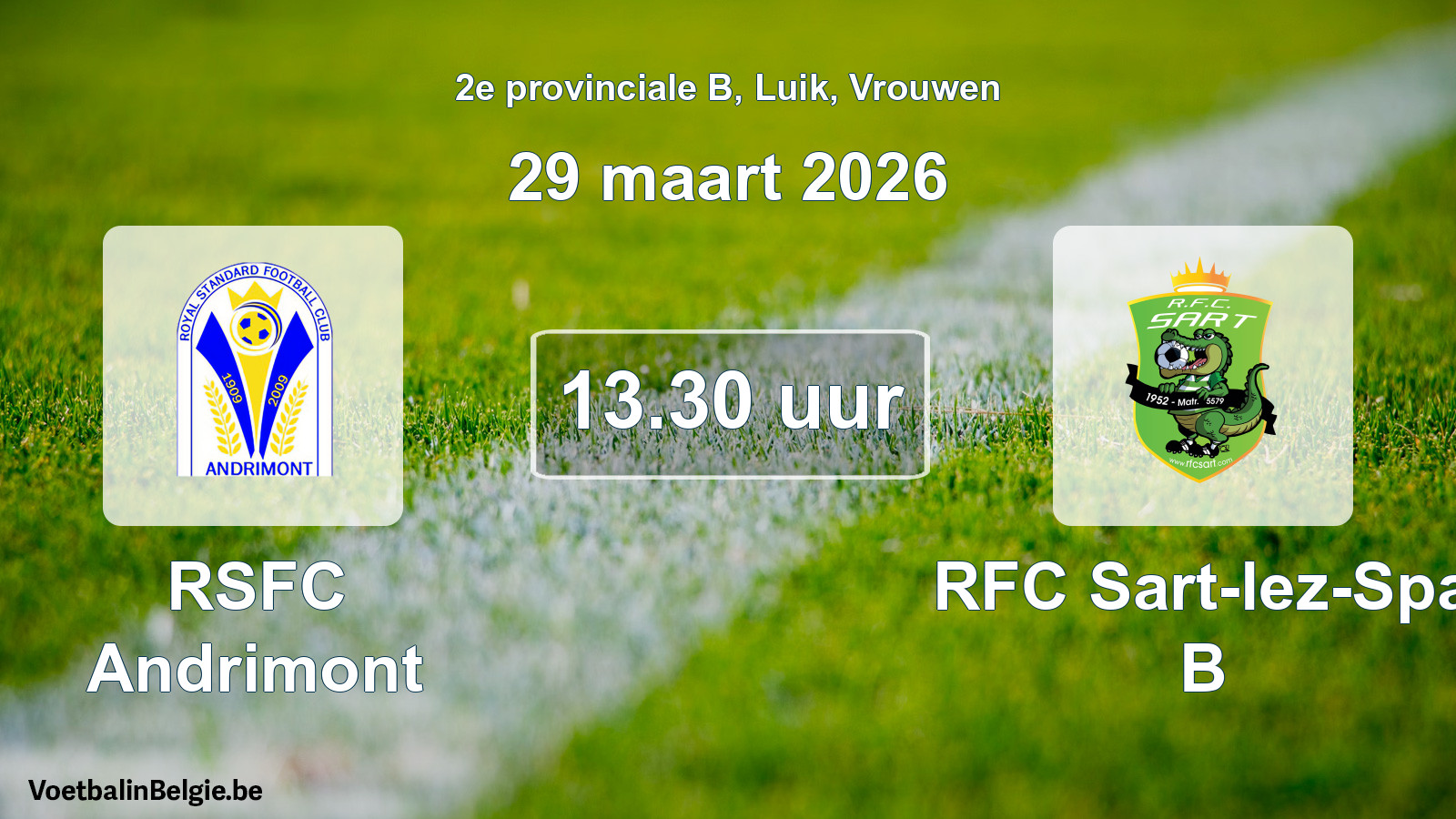 Match prévu football femmes: RSFC Andrimont - RFC Sart-lez-Spa B (29 mars 2026)