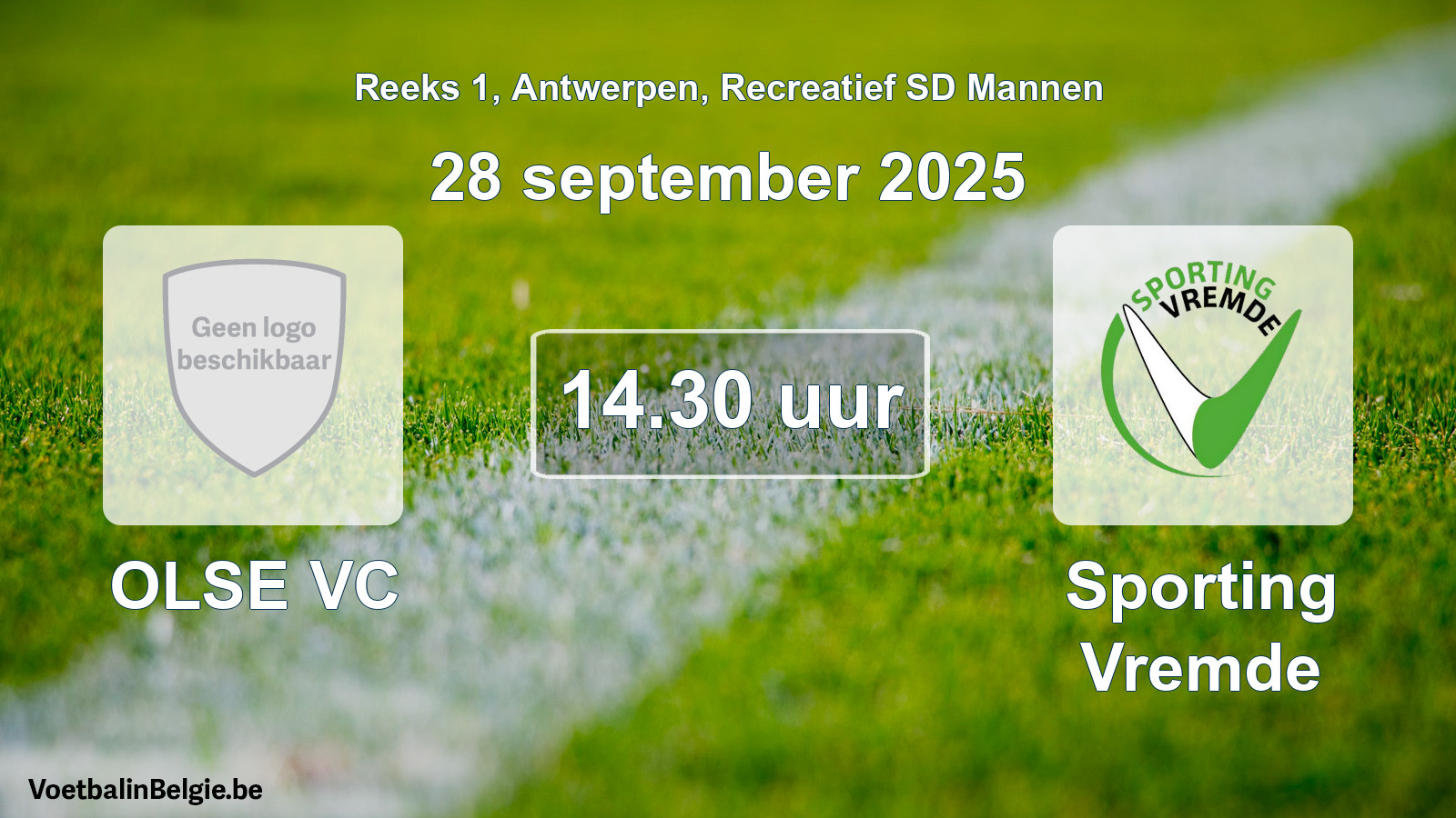 Scheduled match recreational sd men football: OLSE VC - Sporting Vremde (28 September 2025)