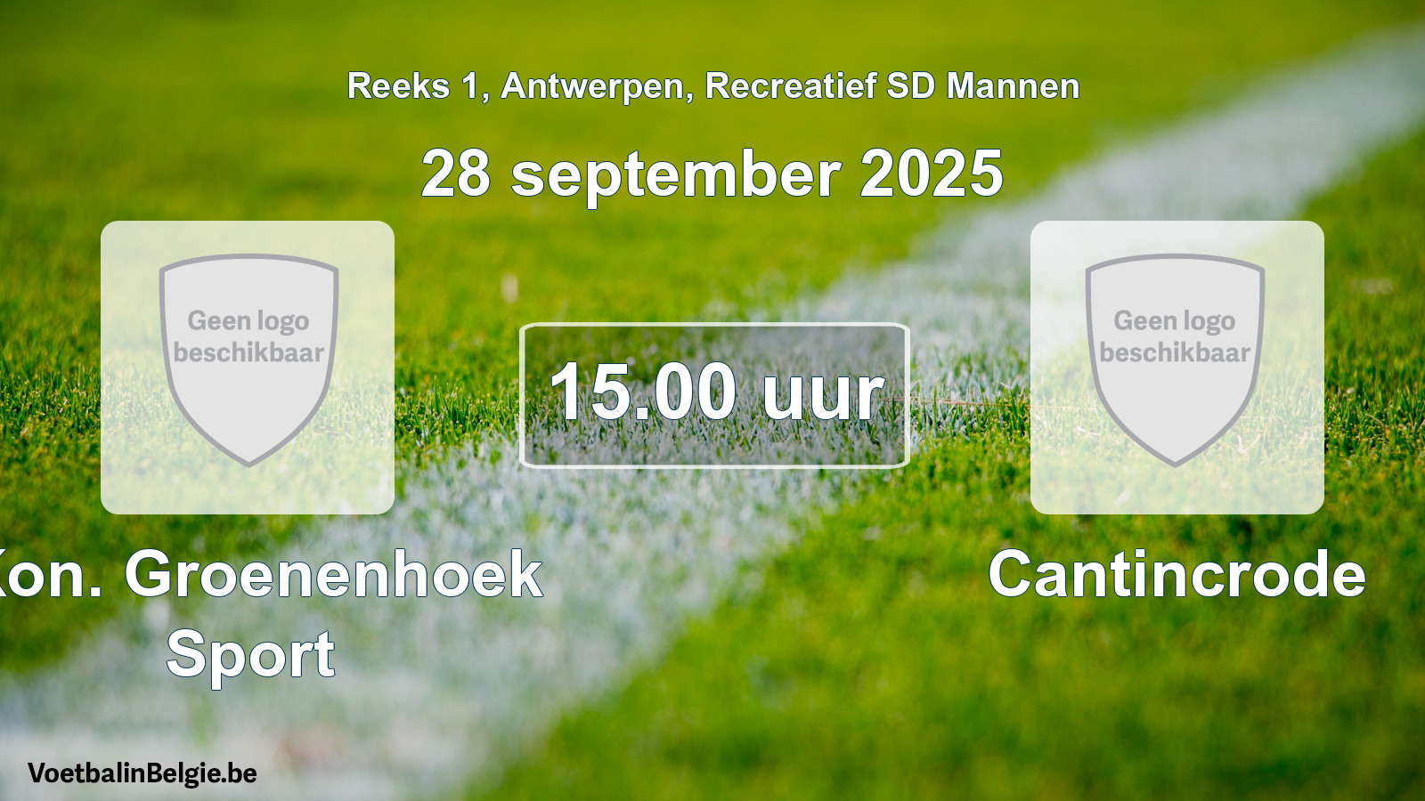 Scheduled match recreational sd men football: Kon. Groenenhoek Sport - Cantincrode (28 September 2025)