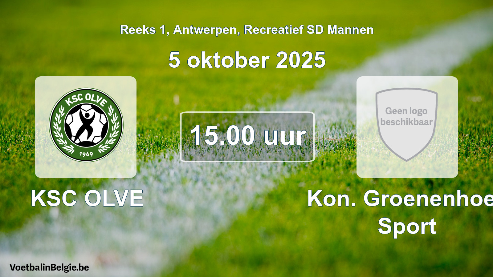 Scheduled match recreational sd men football: KSC OLVE - Kon. Groenenhoek Sport (5 October 2025)