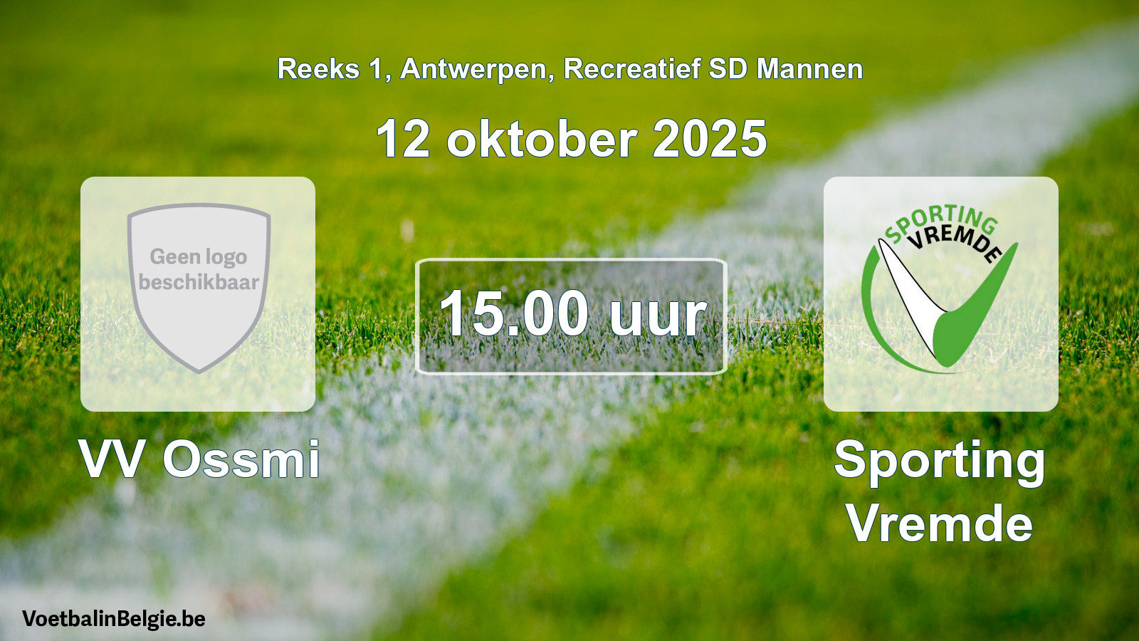 Scheduled match recreational sd men football: VV Ossmi - Sporting Vremde (12 October 2025)