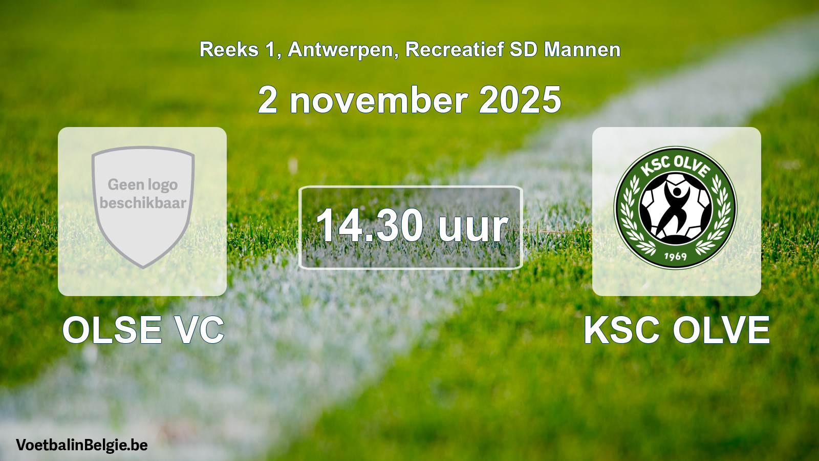 Scheduled match recreational sd men football: OLSE VC - KSC OLVE (2 November 2025)