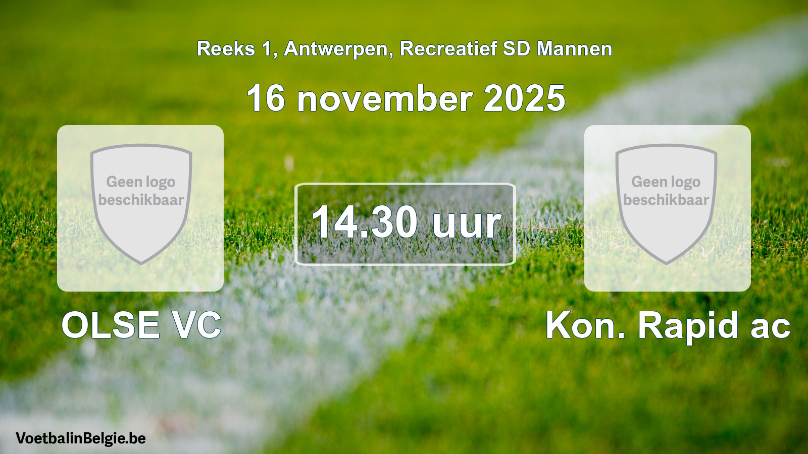 Scheduled match recreational sd men football: OLSE VC - Kon. Rapid ac (16 November 2025)