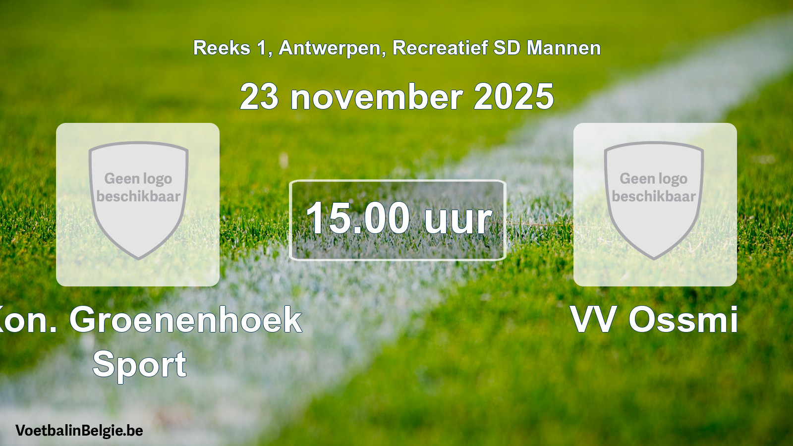 Geplande wedstrijd recreatief sd mannenvoetbal: Kon. Groenenhoek Sport - VV Ossmi (23 november 2025)