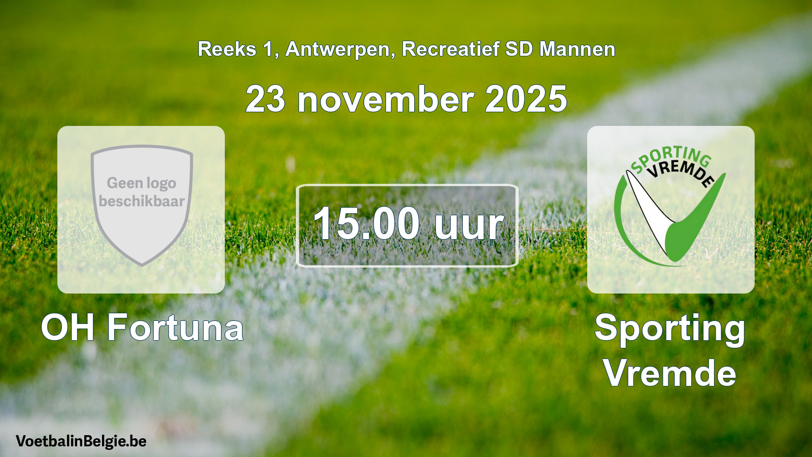 Geplande wedstrijd recreatief sd mannenvoetbal: OH Fortuna - Sporting Vremde (23 november 2025)