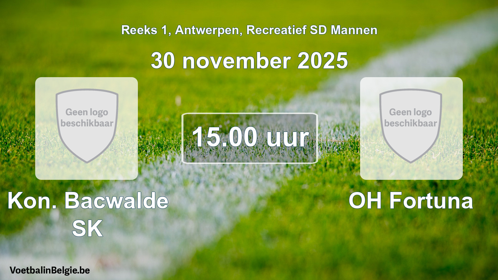 Scheduled match recreational sd men football: Kon. Bacwalde SK - OH Fortuna (30 November 2025)