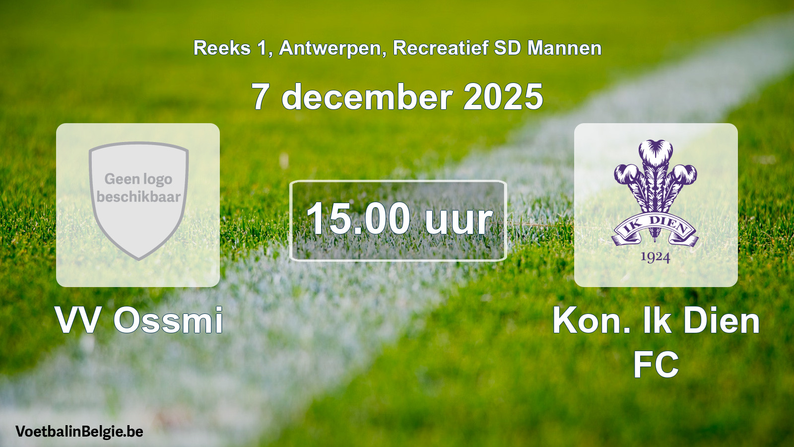 Scheduled match recreational sd men football: VV Ossmi - Kon. Ik Dien FC (7 December 2025)