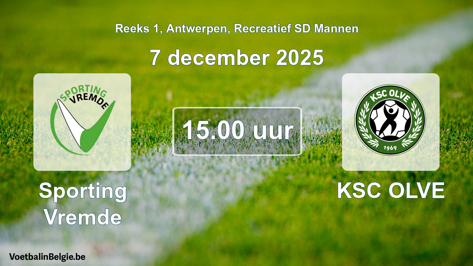 Scheduled match recreational sd men football: Sporting Vremde - KSC OLVE (7 December 2025)