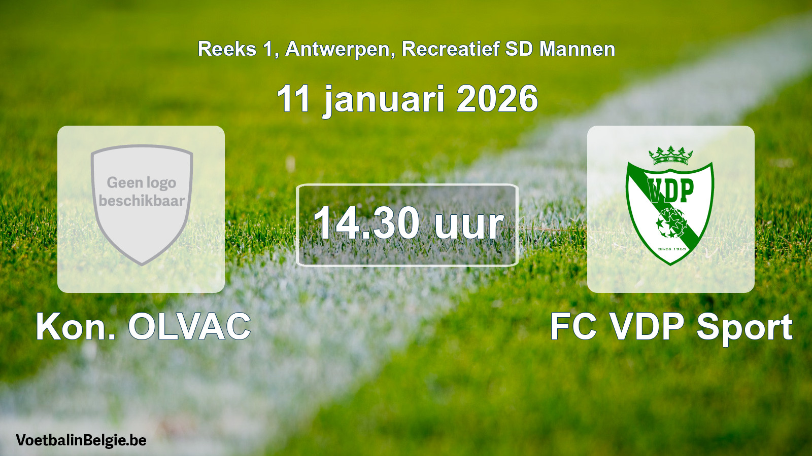 Geplande wedstrijd recreatief sd mannenvoetbal: Kon. OLVAC - FC VDP Sport (11 januari 2026)