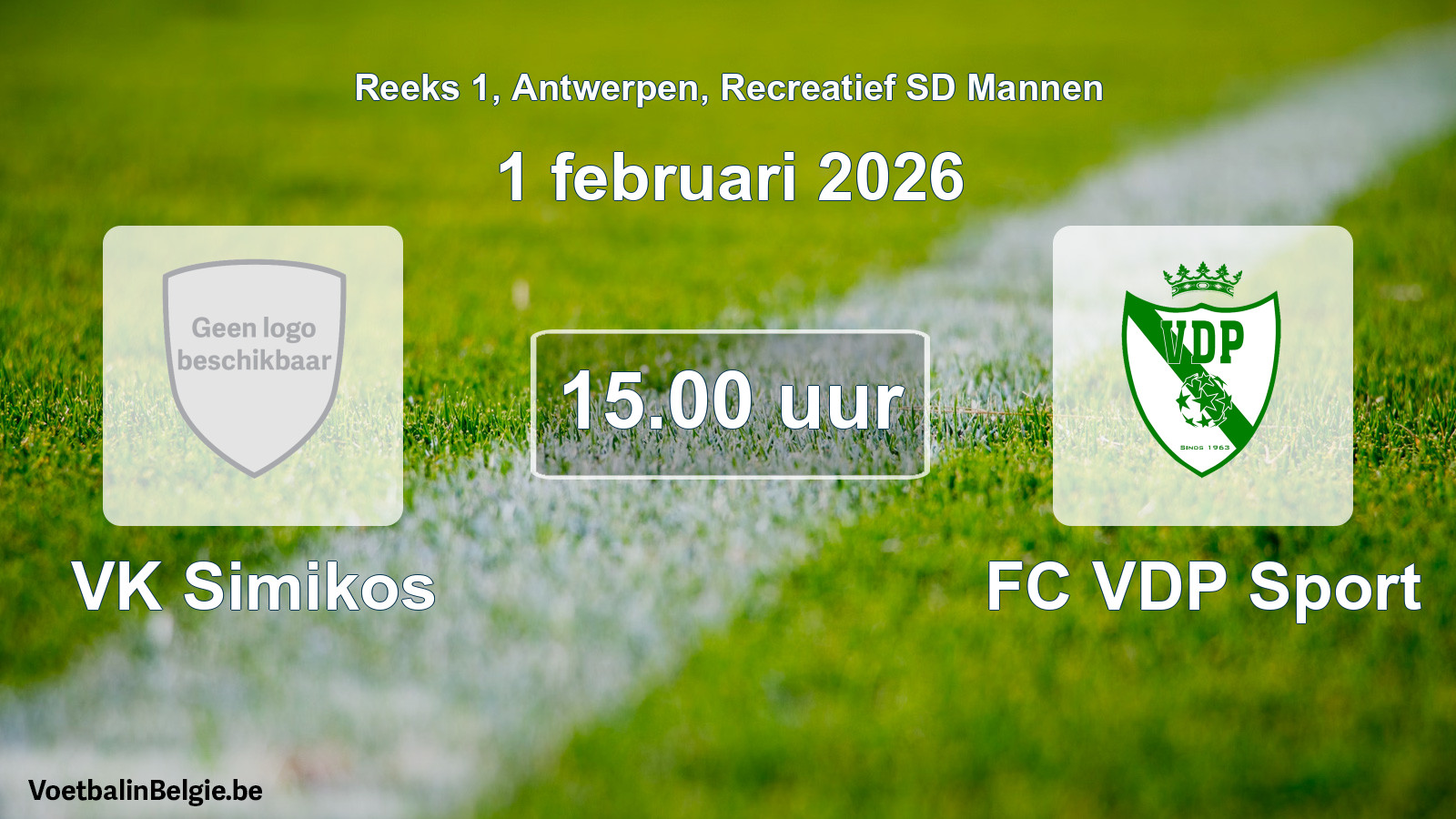Scheduled match recreational sd men football: VK Simikos - FC VDP Sport (1 February 2026)
