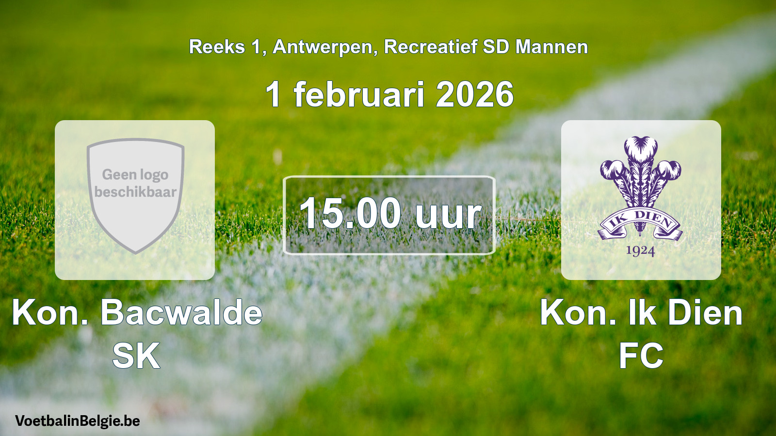 Scheduled match recreational sd men football: Kon. Bacwalde SK - Kon. Ik Dien FC (1 February 2026)