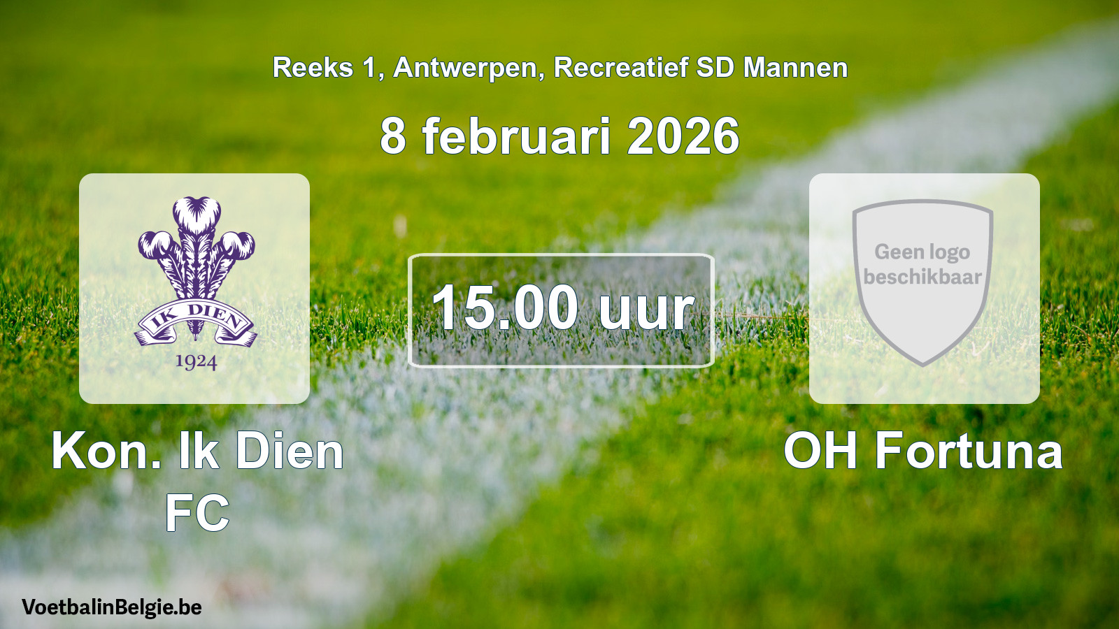 Scheduled match recreational sd men football: Kon. Ik Dien FC - OH Fortuna (8 February 2026)