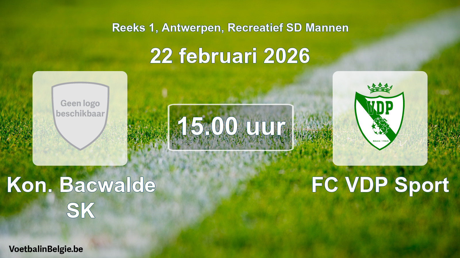 Scheduled match recreational sd men football: Kon. Bacwalde SK - FC VDP Sport (22 February 2026)
