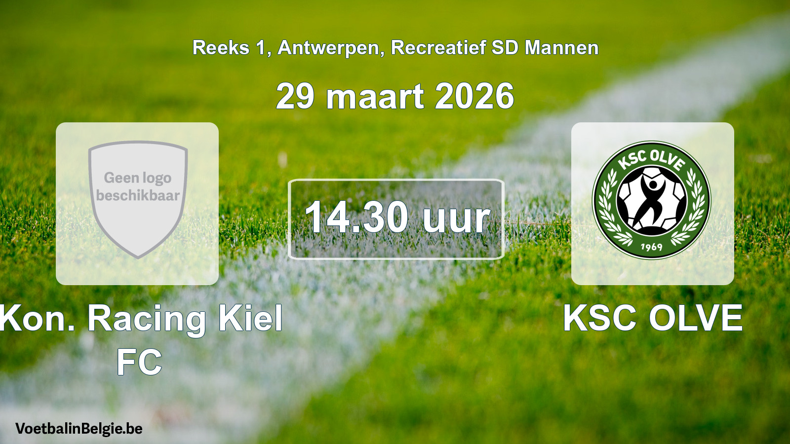 Scheduled match recreational sd men football: Kon. Racing Kiel FC - KSC OLVE (29 March 2026)