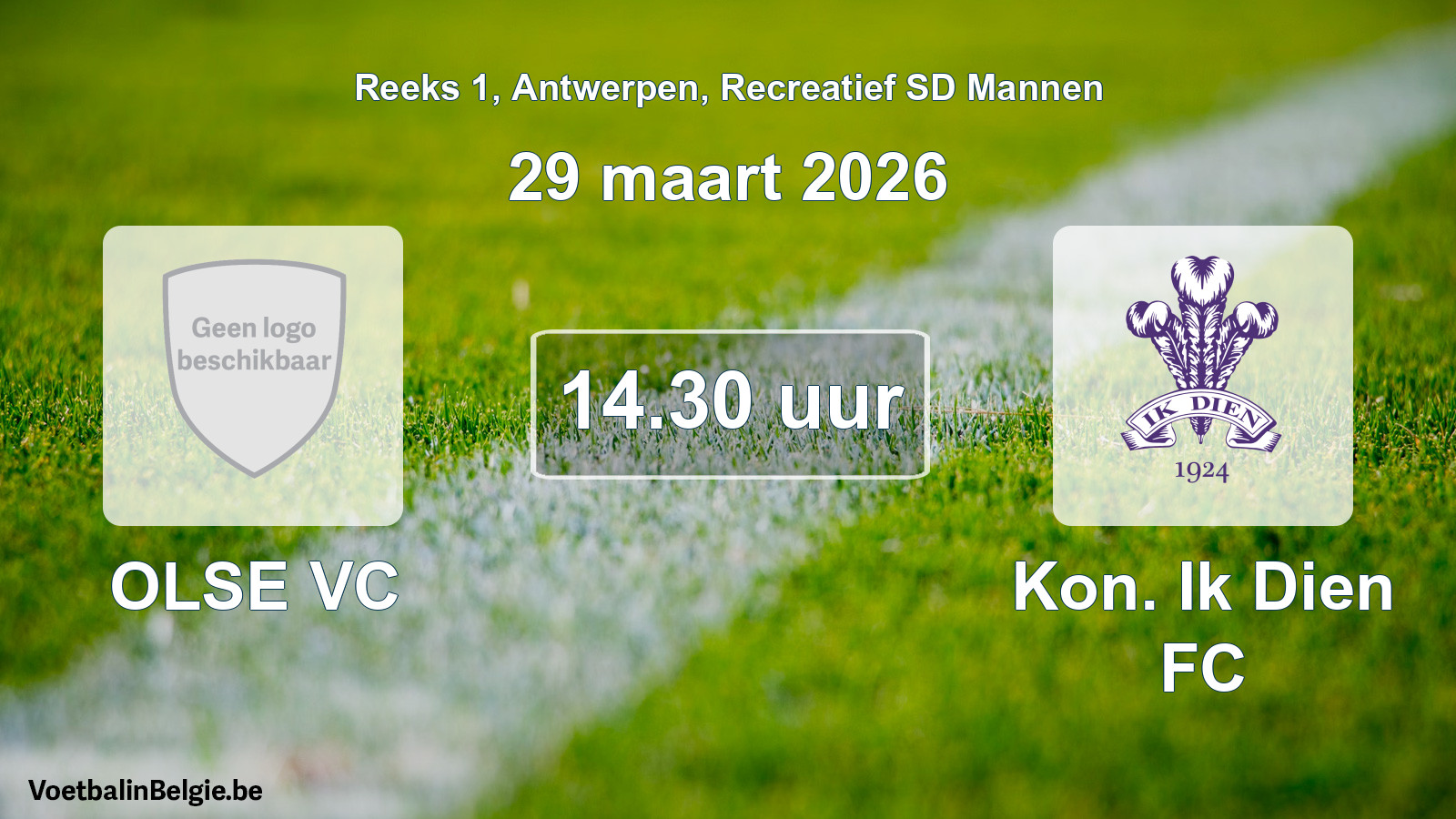 Scheduled match recreational sd men football: OLSE VC - Kon. Ik Dien FC (29 March 2026)