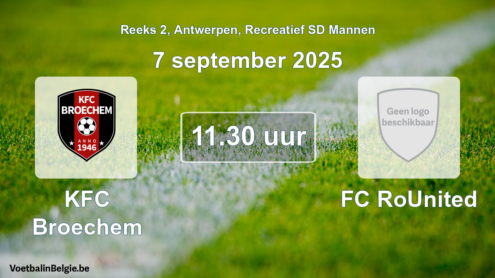 Scheduled match recreational sd men football: KFC Broechem - FC RoUnited (7 September 2025)