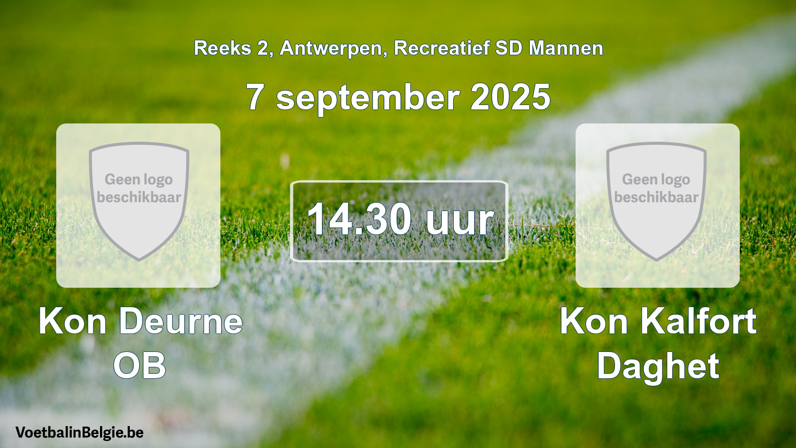 Scheduled match recreational sd men football: Kon Deurne OB - Kon Kalfort Daghet (7 September 2025)