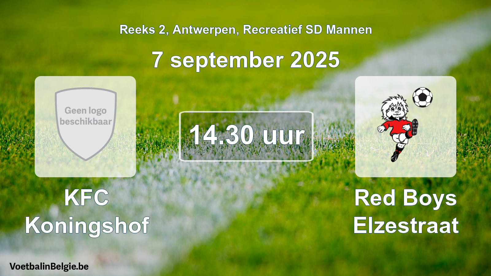 Scheduled match recreational sd men football: KFC Koningshof - Red Boys Elzestraat (7 September 2025)