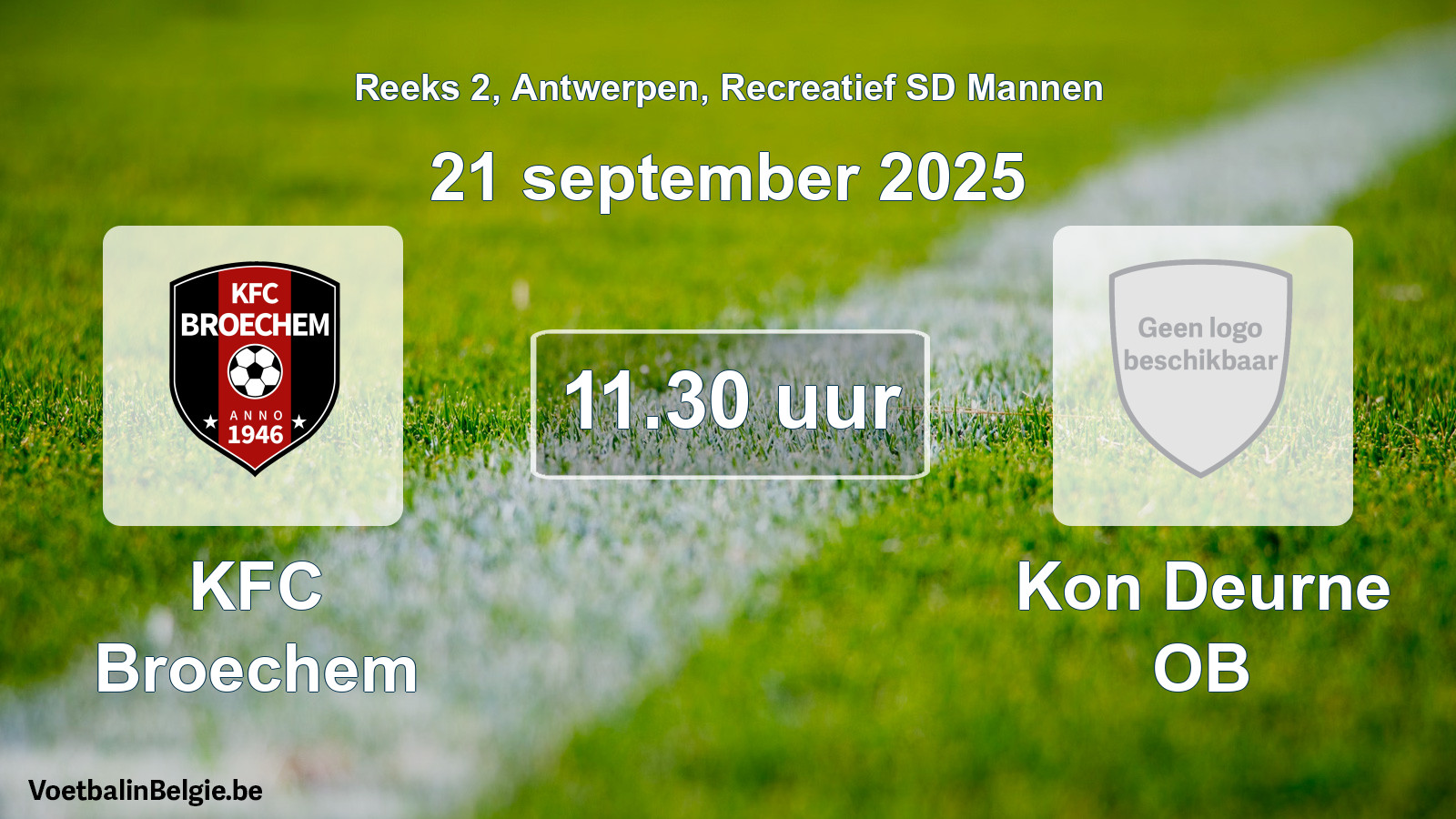 Scheduled match recreational sd men football: KFC Broechem - Kon Deurne OB (21 September 2025)