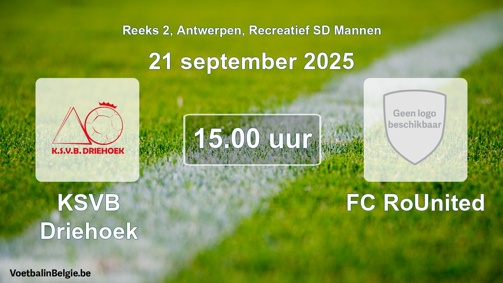 Scheduled match recreational sd men football: KSVB Driehoek - FC RoUnited (21 September 2025)