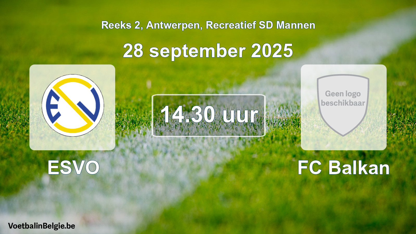 Scheduled match recreational sd men football: ESVO - FC Balkan (28 September 2025)