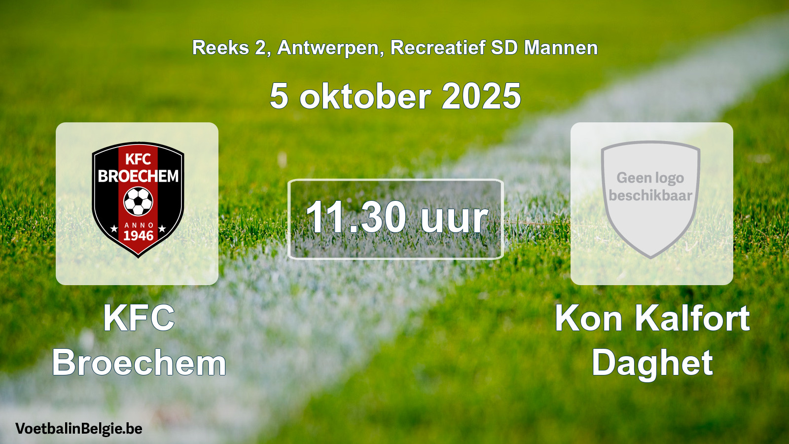 Scheduled match recreational sd men football: KFC Broechem - Kon Kalfort Daghet (5 October 2025)