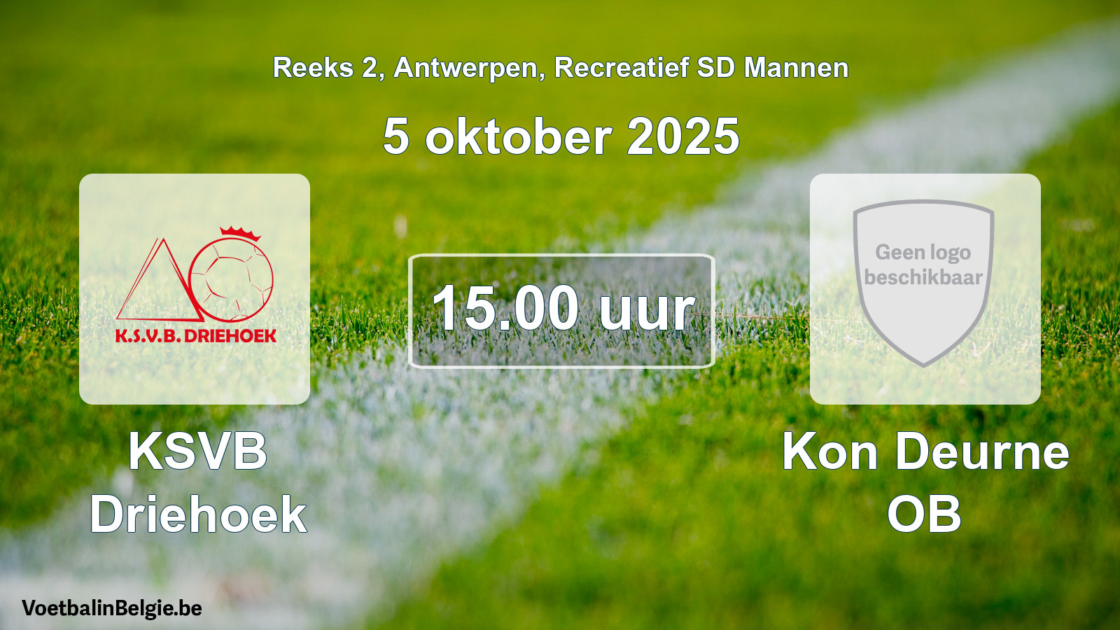 Scheduled match recreational sd men football: KSVB Driehoek - Kon Deurne OB (5 October 2025)