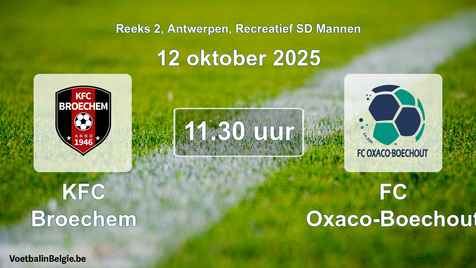 Scheduled match recreational sd men football: KFC Broechem - FC Oxaco-Boechout (12 October 2025)
