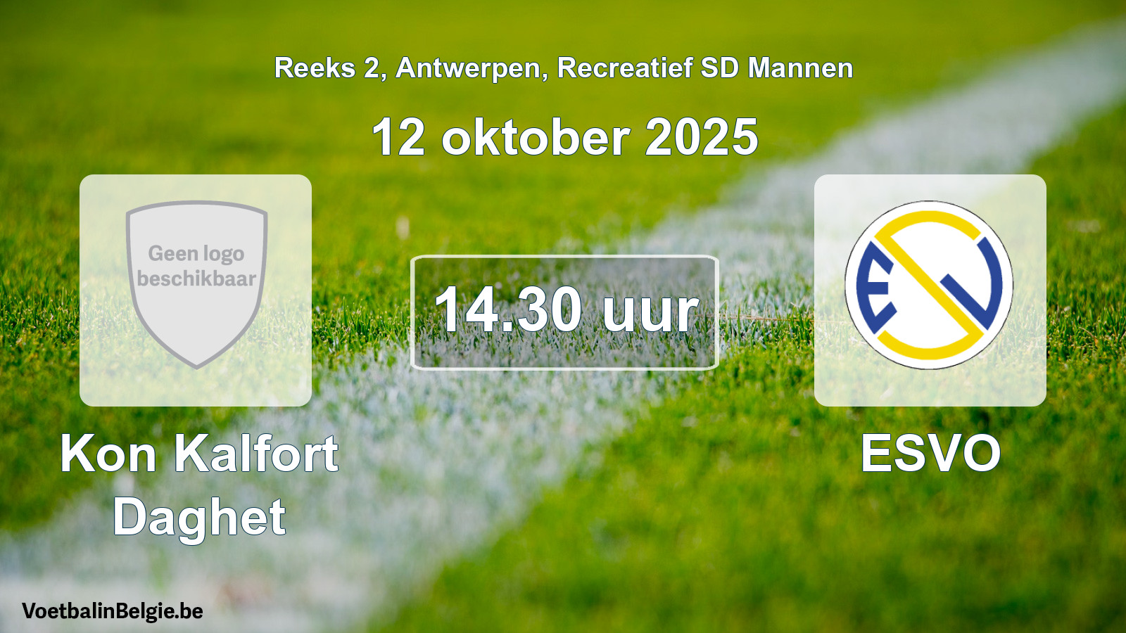 Geplande wedstrijd recreatief sd mannenvoetbal: Kon Kalfort Daghet - ESVO (12 oktober 2025)