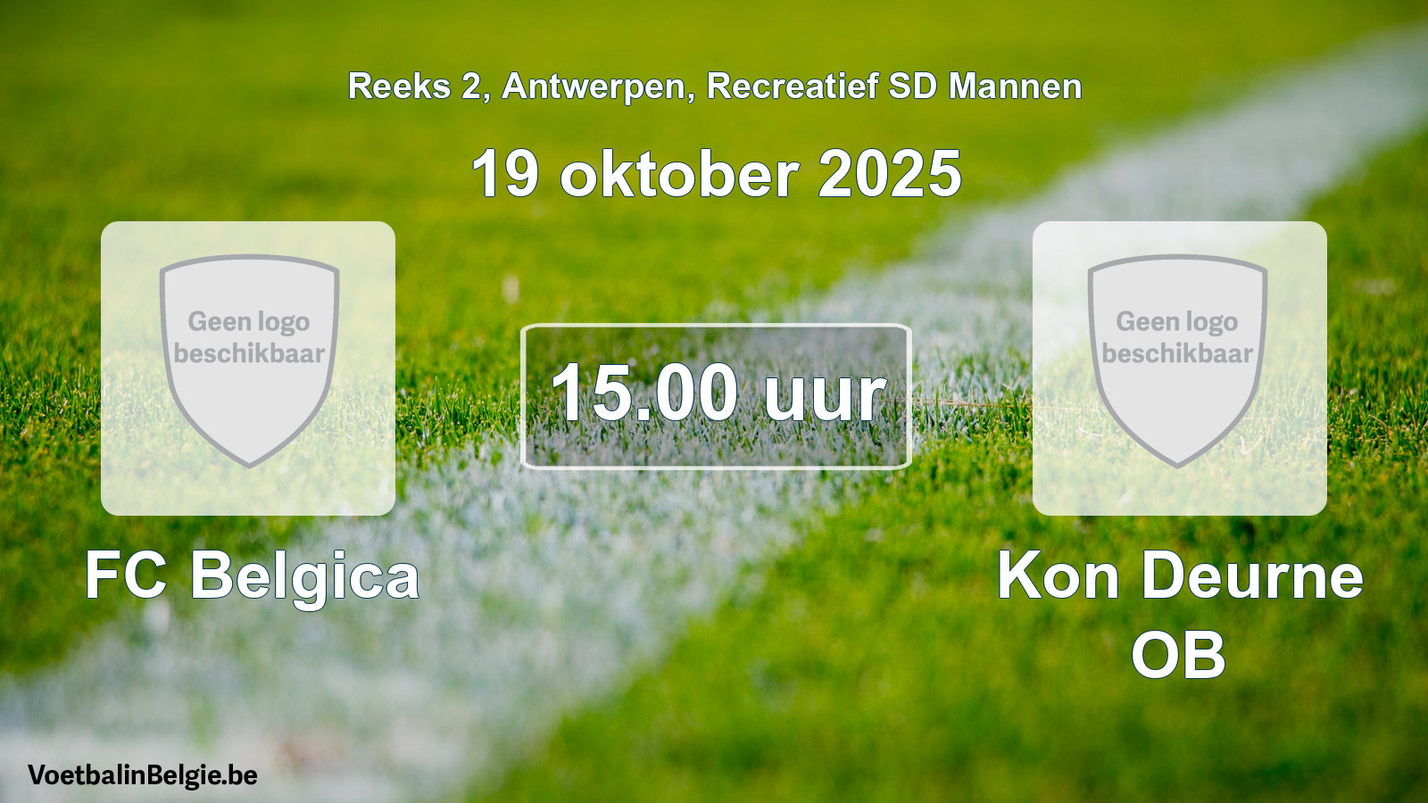 Scheduled match recreational sd men football: FC Belgica - Kon Deurne OB (19 October 2025)