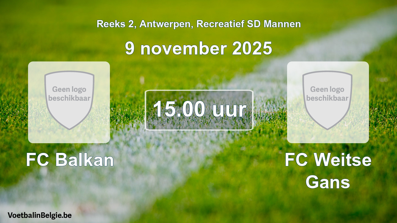 Scheduled match recreational sd men football: FC Balkan - FC Weitse Gans (9 November 2025)