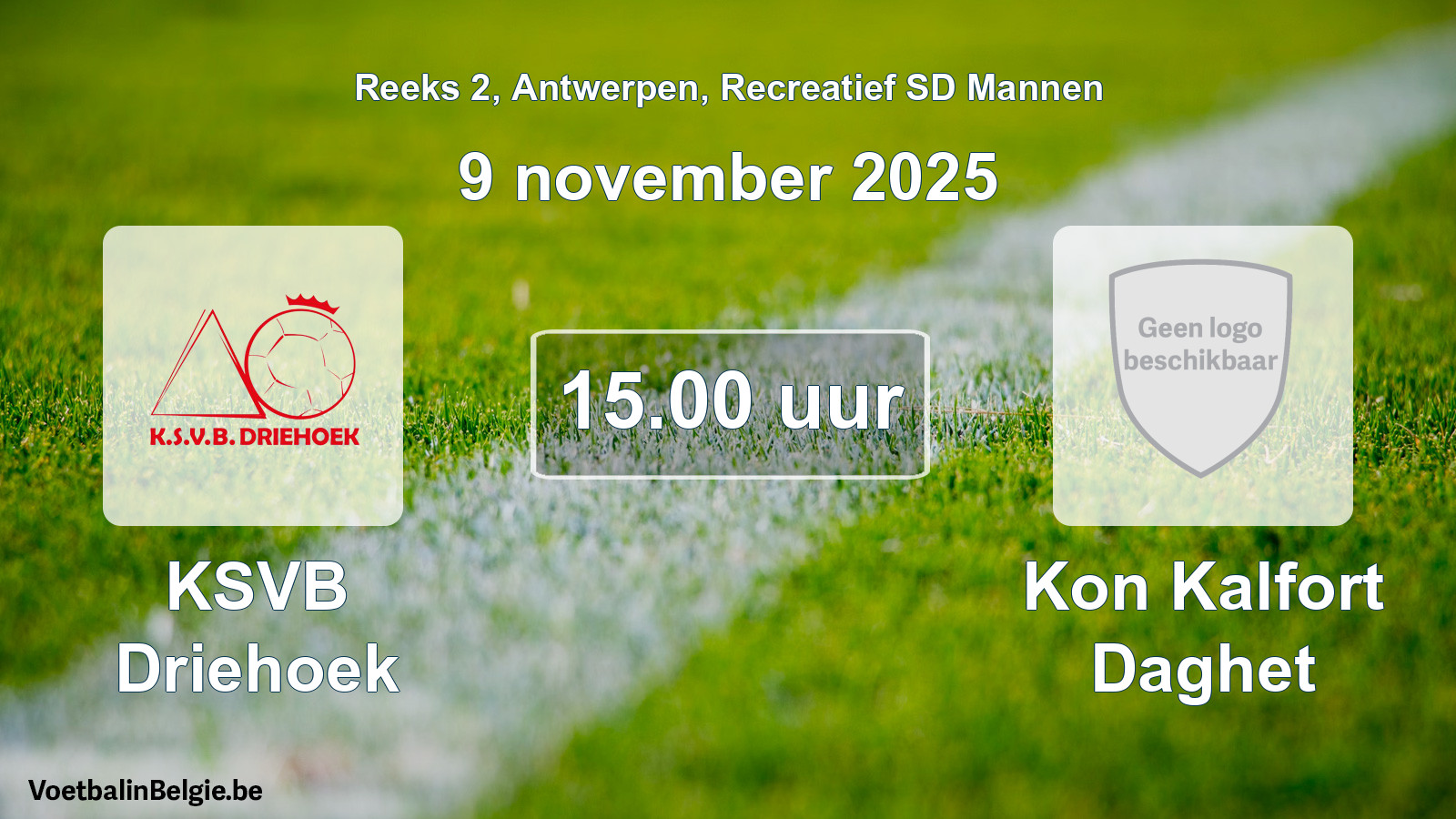 Scheduled match recreational sd men football: KSVB Driehoek - Kon Kalfort Daghet (9 November 2025)