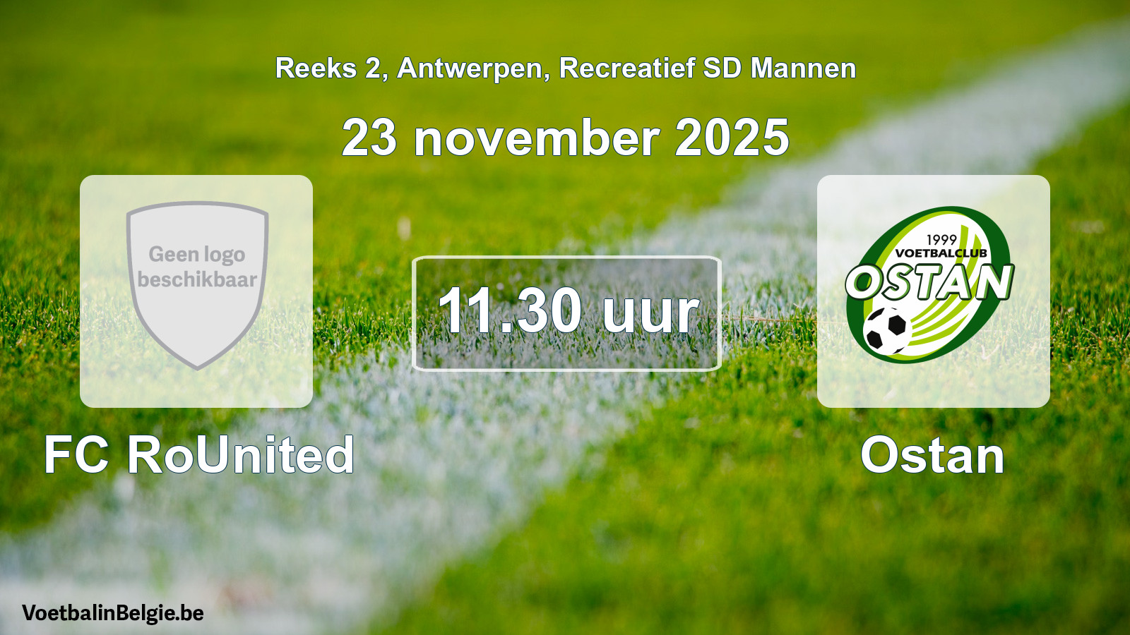 Geplande wedstrijd recreatief sd mannenvoetbal: FC RoUnited - Ostan (23 november 2025)