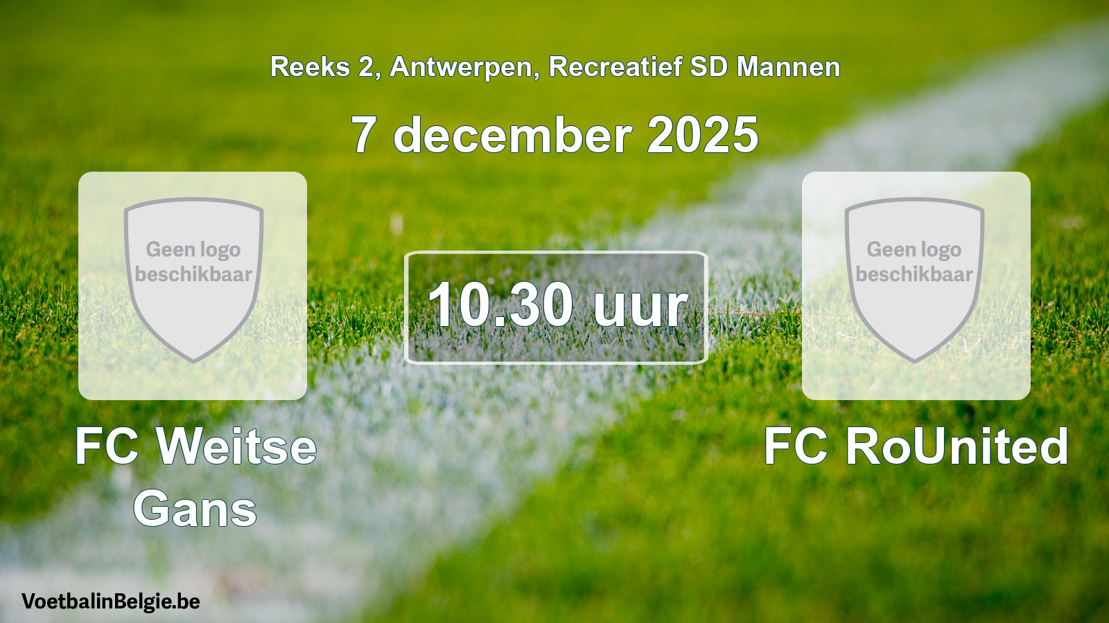 Scheduled match recreational sd men football: FC Weitse Gans - FC RoUnited (7 December 2025)