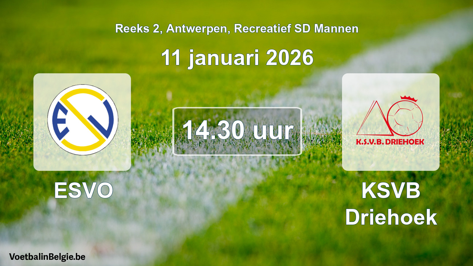 Scheduled match recreational sd men football: ESVO - KSVB Driehoek (11 January 2026)