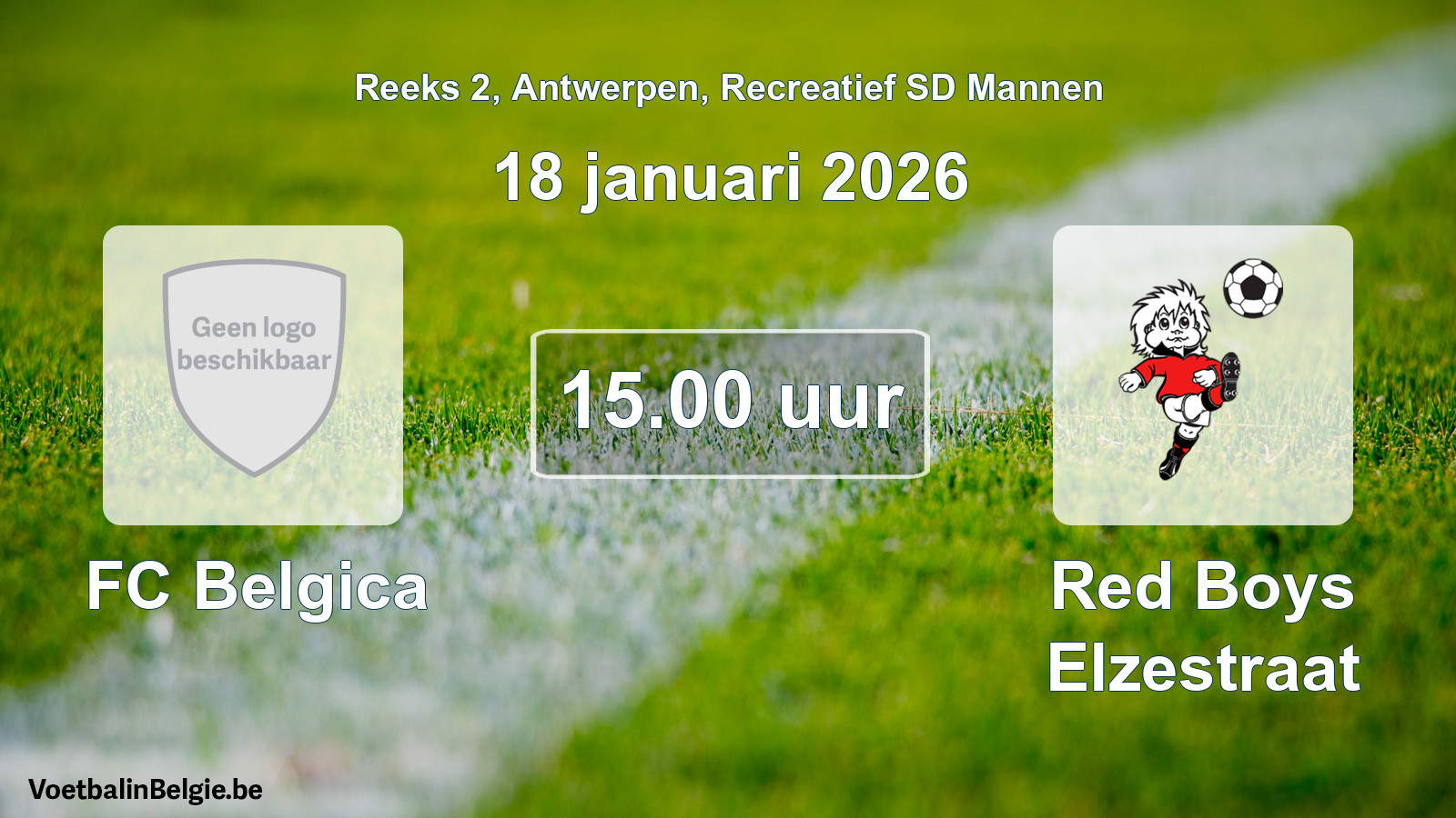 Geplantes Spiel freizeit sd männer-Fußball: FC Belgica - Red Boys Elzestraat (18 Januar 2026)