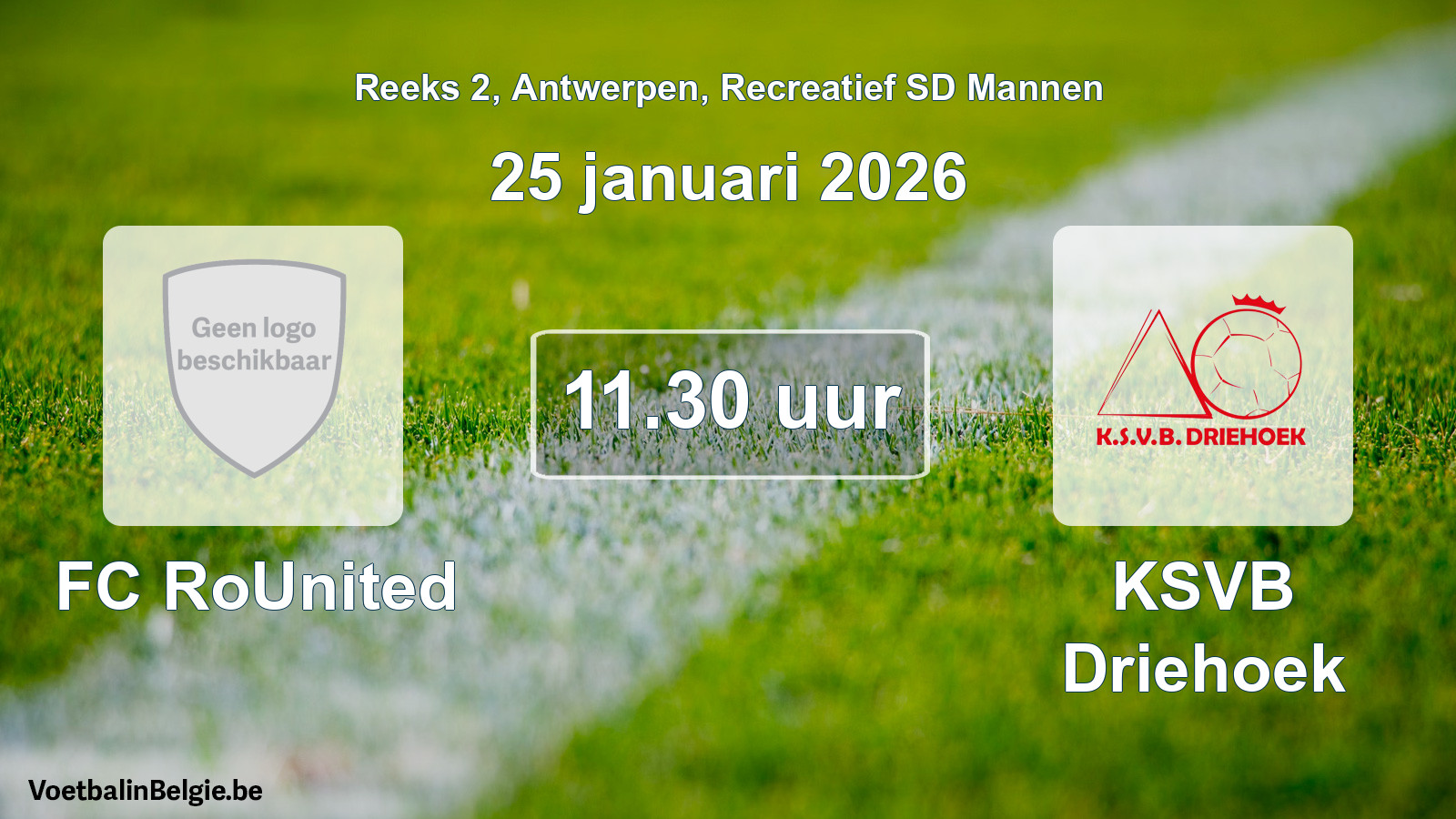 Scheduled match recreational sd men football: FC RoUnited - KSVB Driehoek (25 January 2026)