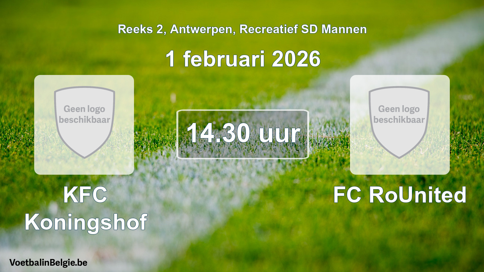 Scheduled match recreational sd men football: KFC Koningshof - FC RoUnited (1 February 2026)