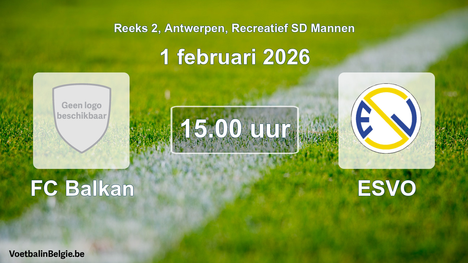 Scheduled match recreational sd men football: FC Balkan - ESVO (1 February 2026)