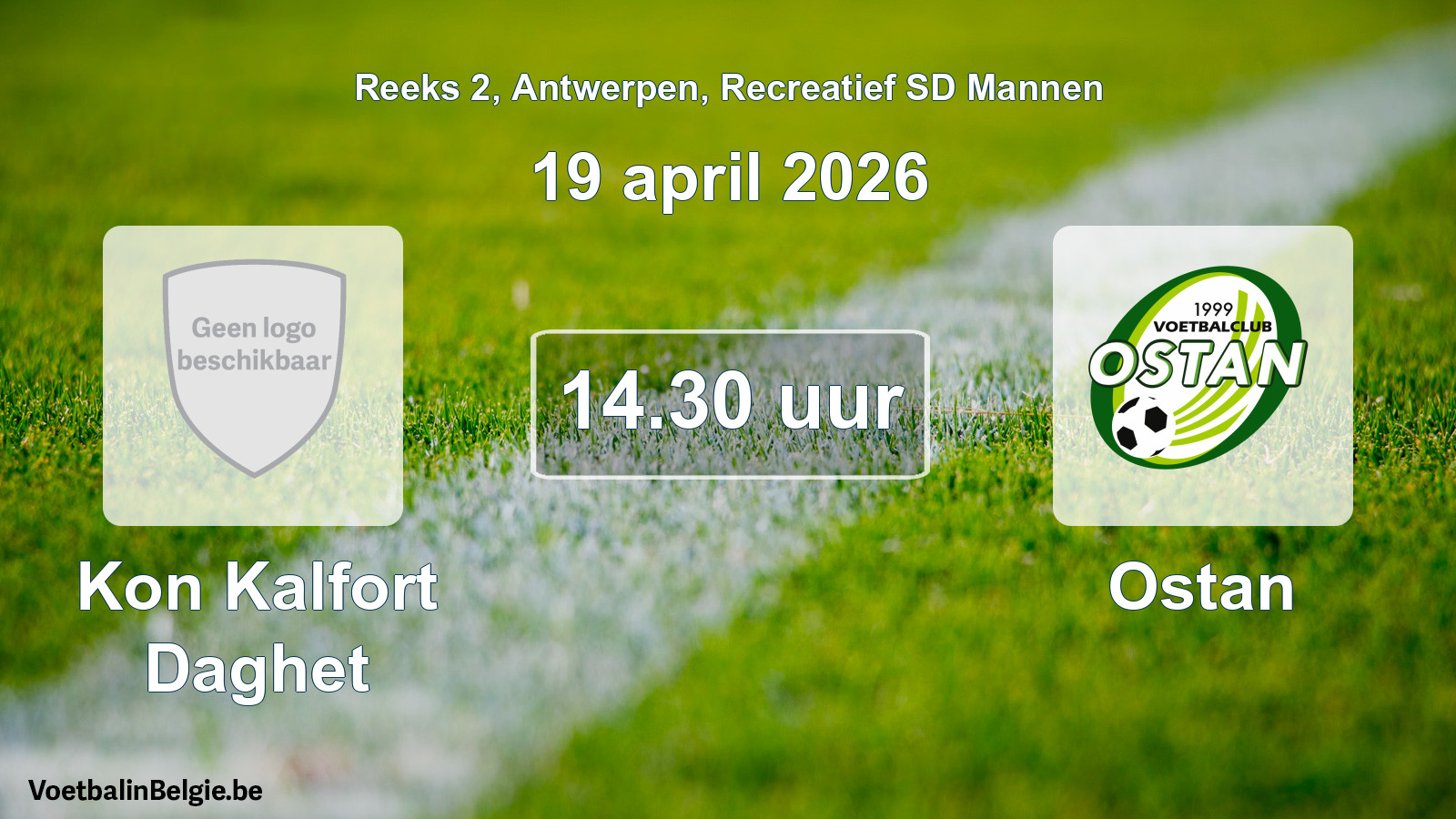 Scheduled match recreational sd men football: Kon Kalfort Daghet - Ostan (19 April 2026)