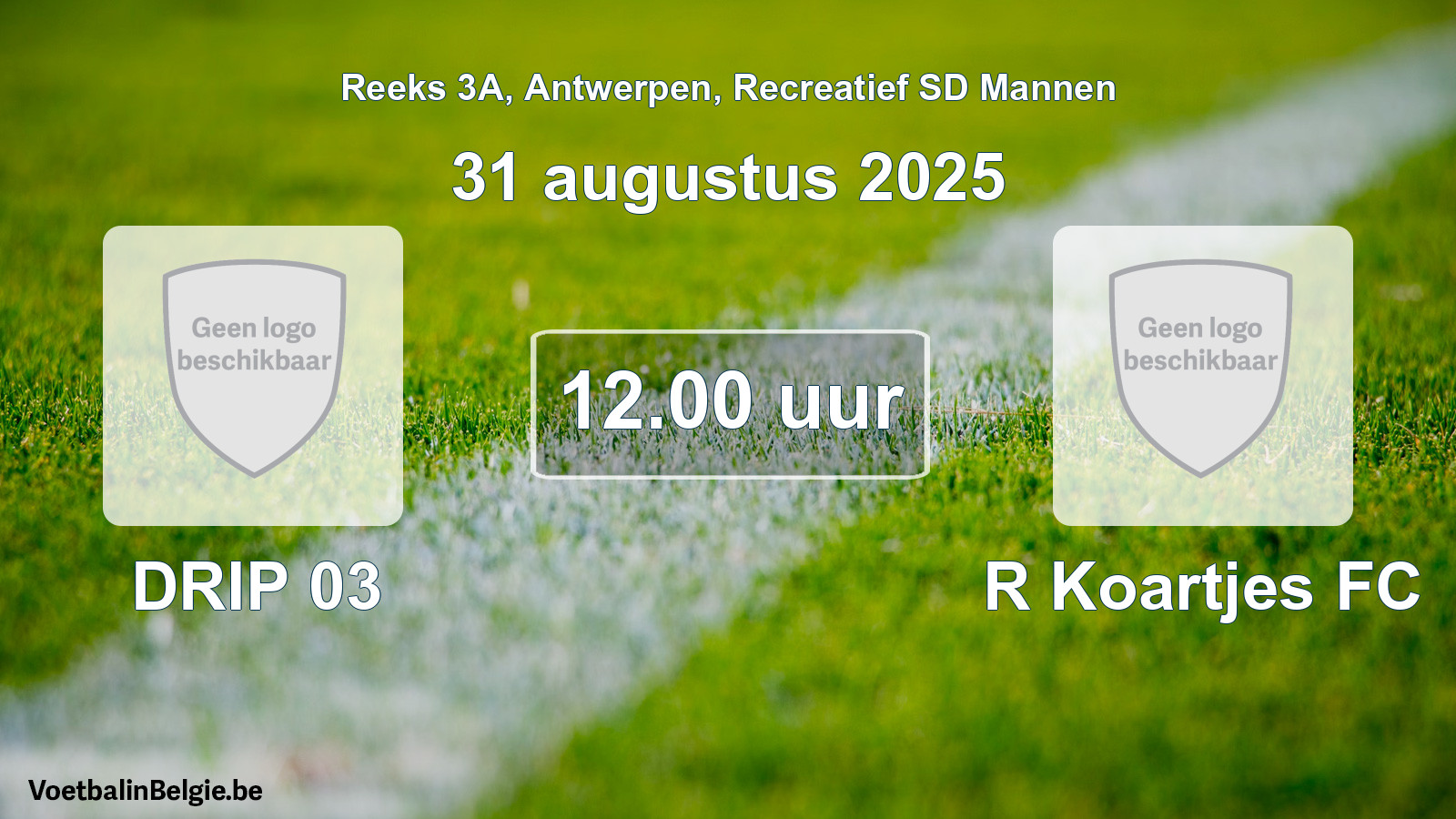 Scheduled match recreational sd men football: DRIP 03 - R Koartjes FC (31 August 2025)