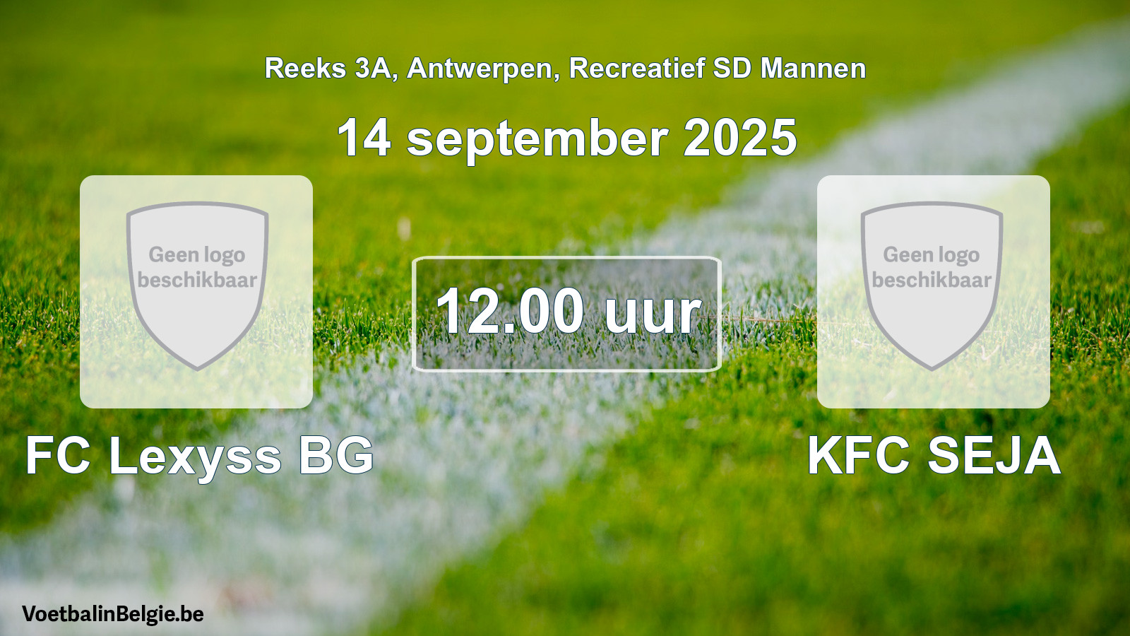 Scheduled match recreational sd men football: FC Lexyss BG - KFC SEJA (14 September 2025)