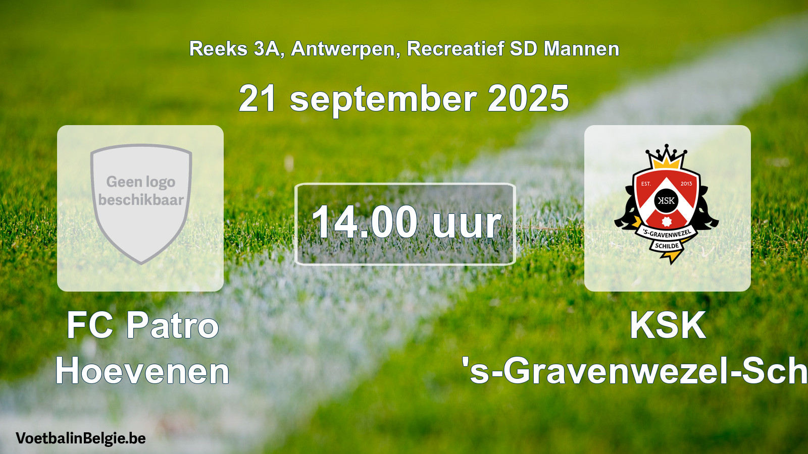 Scheduled match recreational sd men football: FC Patro Hoevenen - KSK 's-Gravenwezel-Schilde (21 September 2025)