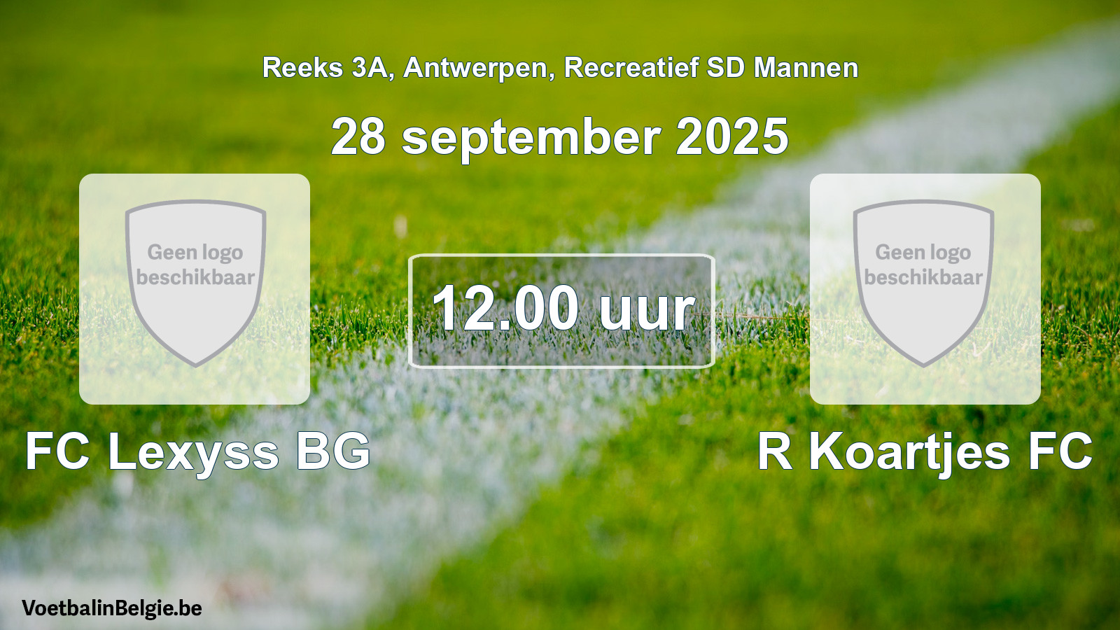 Scheduled match recreational sd men football: FC Lexyss BG - R Koartjes FC (28 September 2025)